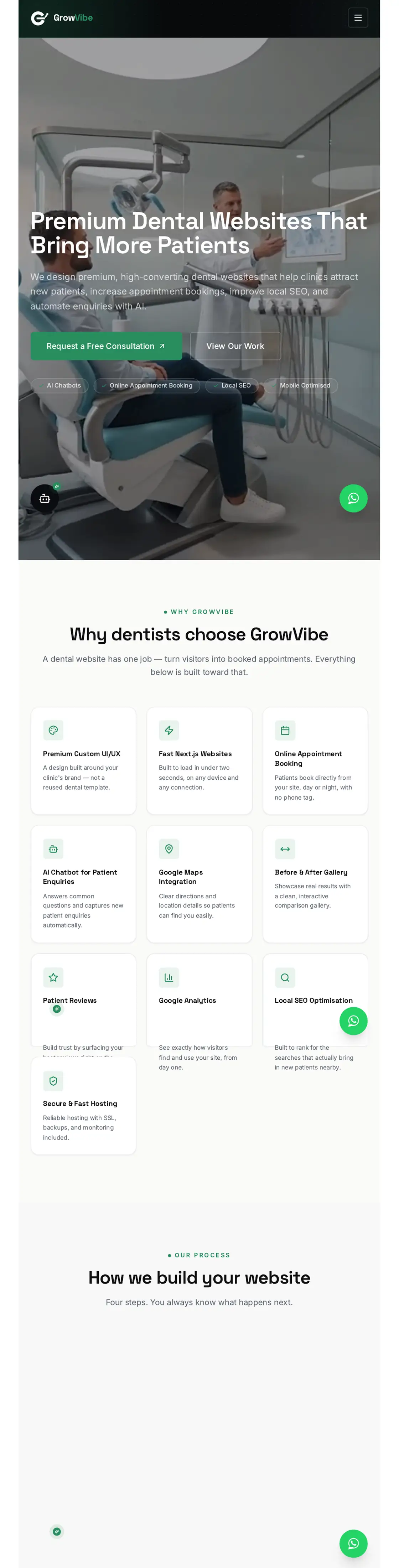 A dental clinic website designed by GrowVibe