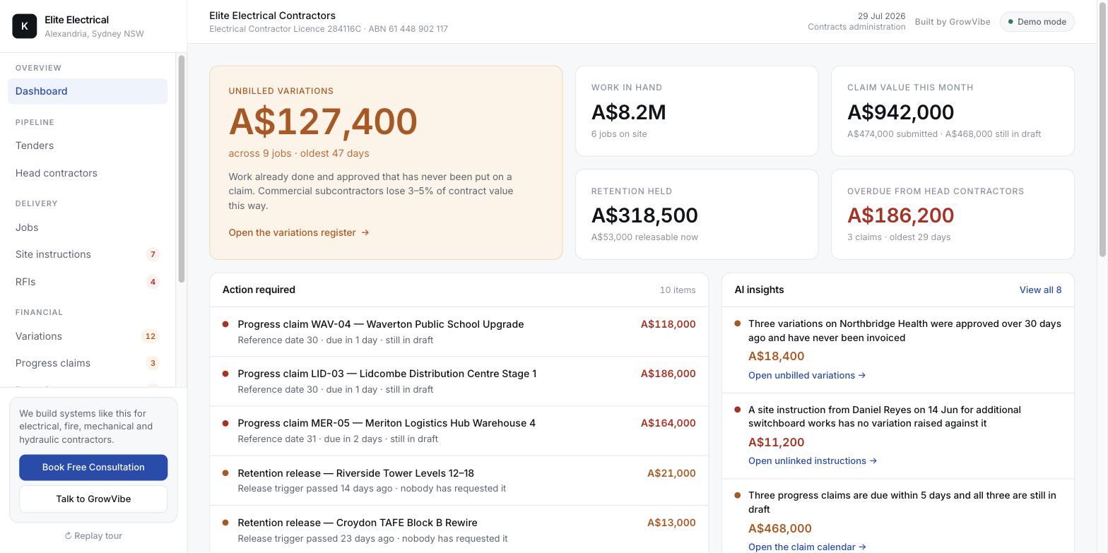 Elite Electrical — Contracts System